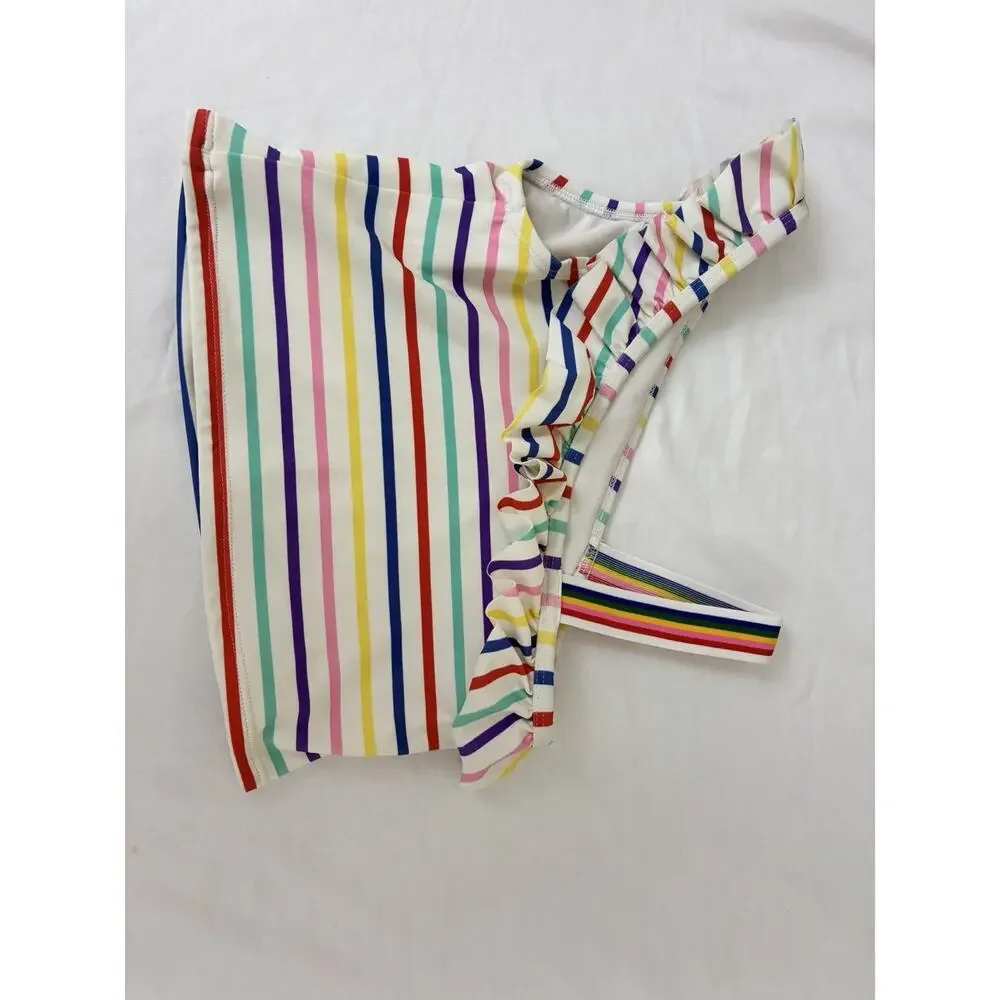 Hanna Andersson Sz 10 Rainbow Allover Print One Shoulder Swim Top